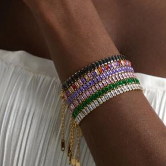 Gold Plated Stainless Steel with Baguette Cubic Zirconia - Picture 13 of 13